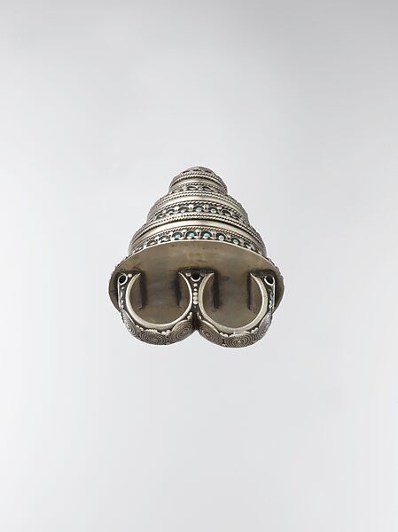 Two-Finger Ring, Silver with decorative wire, silver shot, table-cut carnelian, and turquoise beads