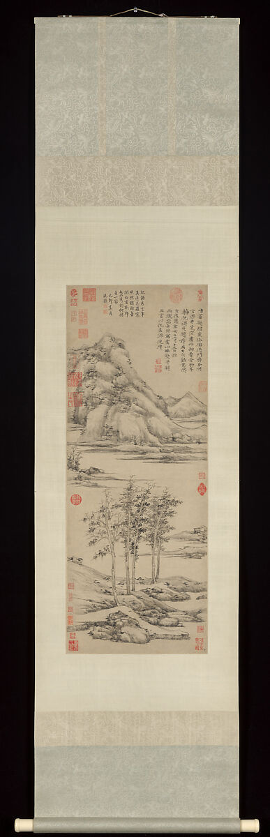 Woods and Valleys of Mount Yu, Ni Zan (Chinese, 1306–1374), Hanging scroll; ink on paper, China
