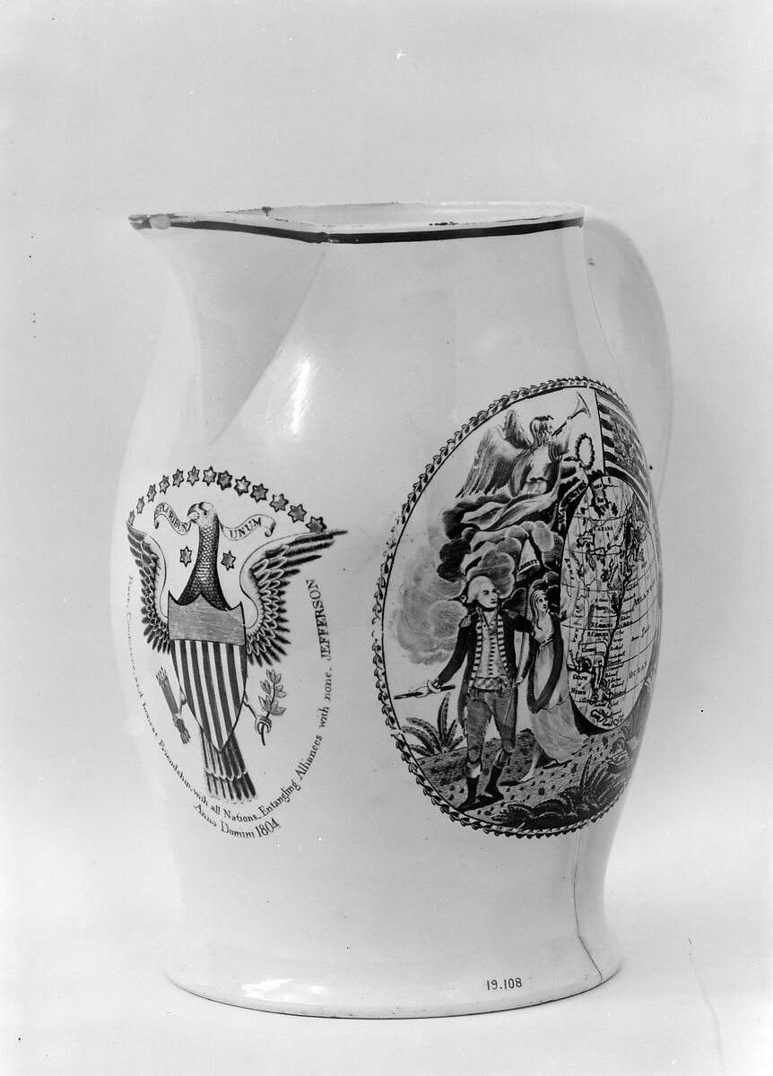 Jug, Earthenware, transfer-printed, British (American market)