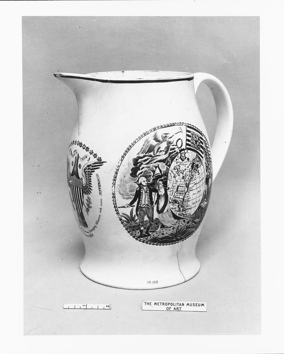 Jug, Earthenware, transfer-printed, British (American market)