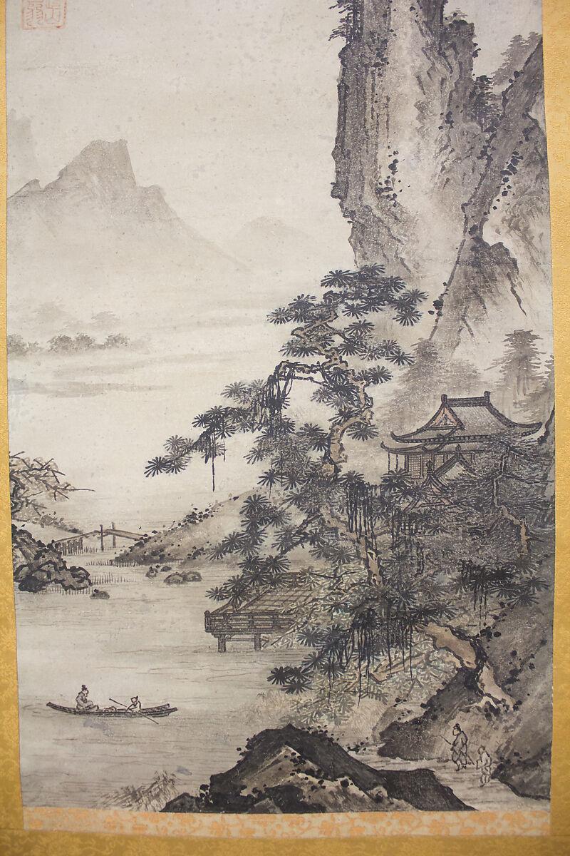 Mountain Landscape, Attributed to Gakuo Zokyu (Japanese, active ca. 1500), Hanging scroll; ink on paper, Japan