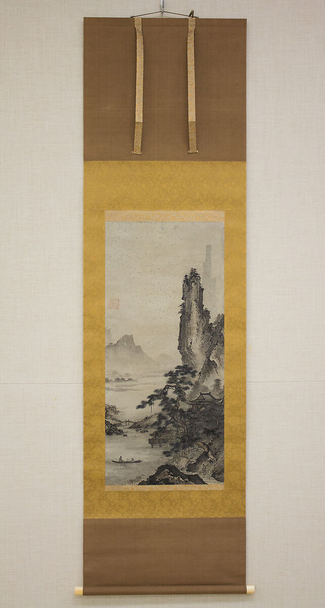 Mountain Landscape, Attributed to Gakuo Zokyu (Japanese, active ca. 1500), Hanging scroll; ink on paper, Japan