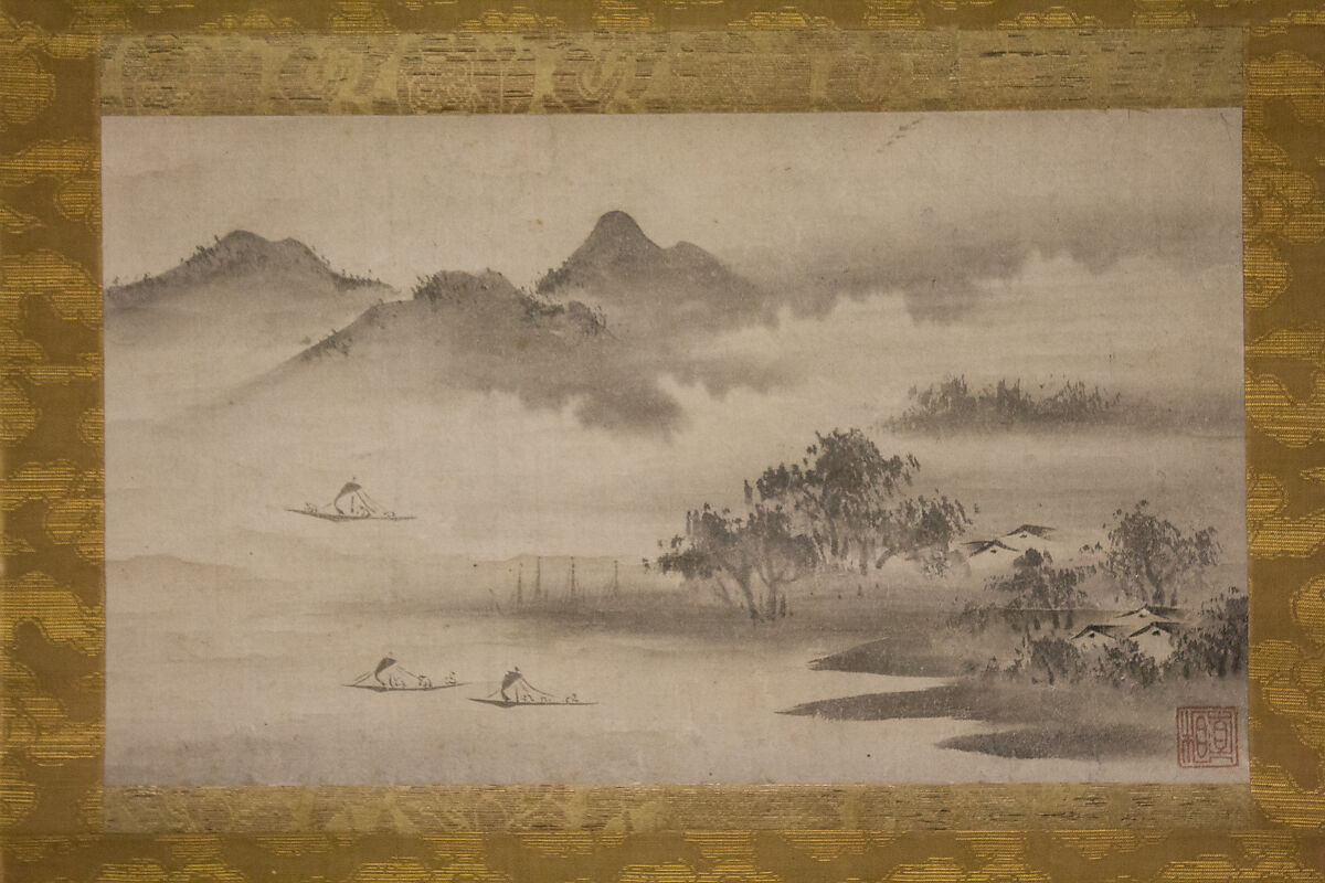 Landscape, Formerly attributed to Sōami (Japanese, died 1525), Hanging scroll; ink on paper, Japan 