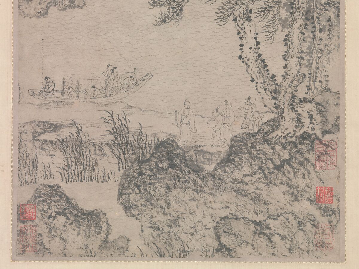 Farewell by a Stream on a Clear Day, Zhao Yuan (Chinese, active ca. 1350–75), Hanging scroll; ink on paper, China