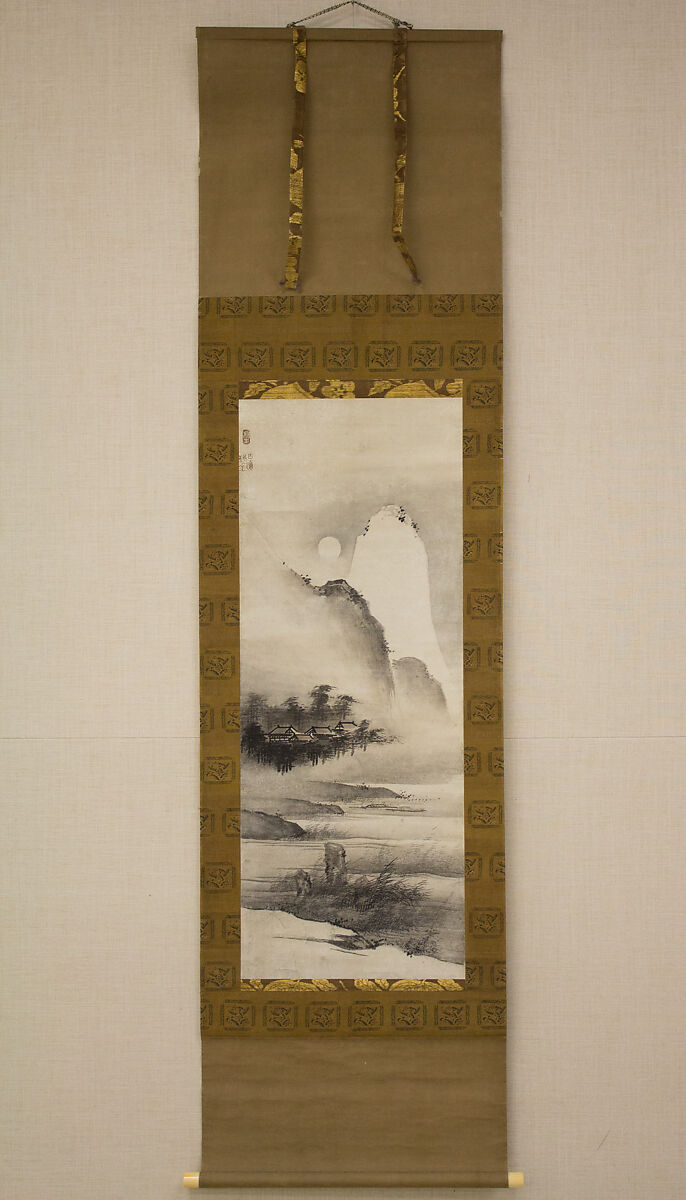Landscape in the Moonlight, Attributed to Yōgetsu (Japanese, active 1521–1530), Hanging scroll; ink on paper, Japan
