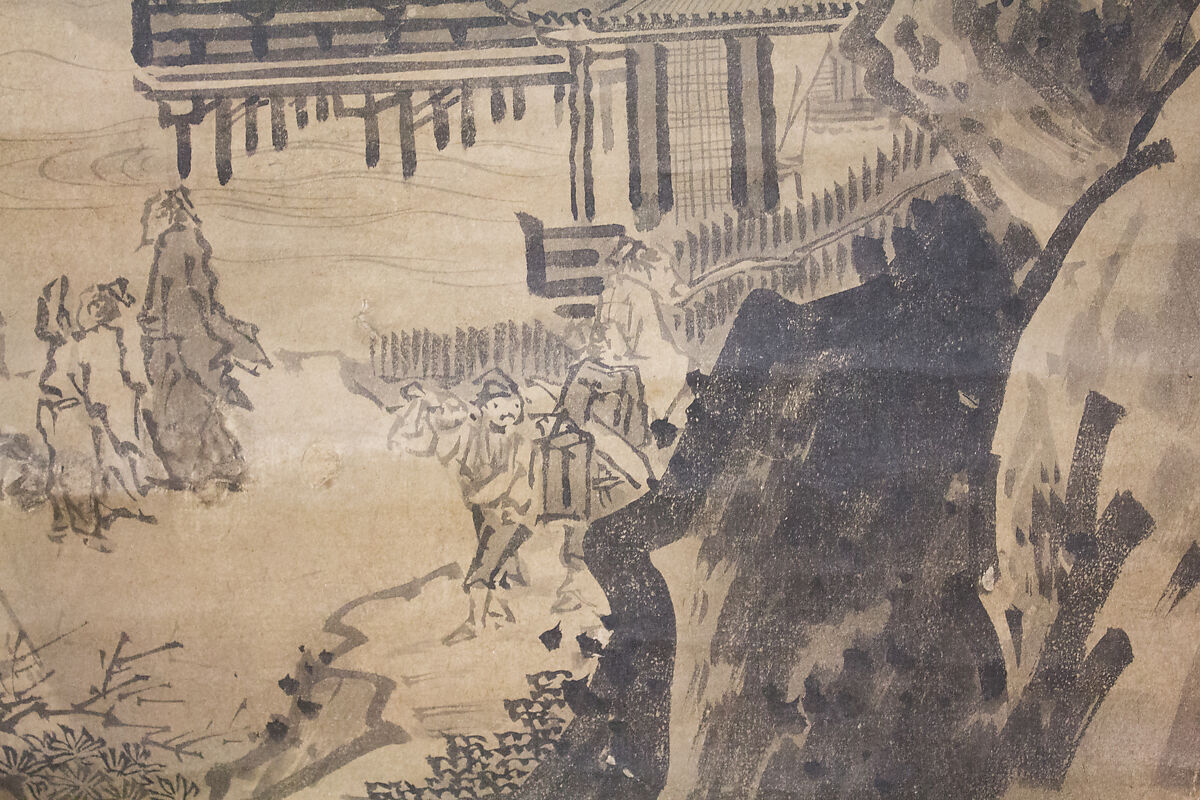Pavilion on Mountain Stream, In the Style of Sesshū Tōyō 雪舟等楊 (Japanese, 1420–1506), Hanging scroll; ink on paper, Japan