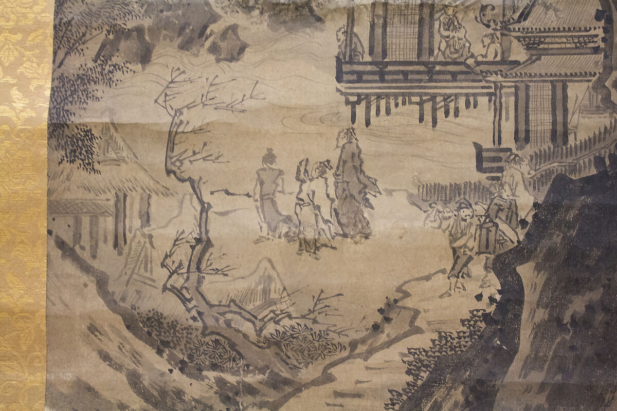 Pavilion on Mountain Stream, In the Style of Sesshū Tōyō 雪舟等楊 (Japanese, 1420–1506), Hanging scroll; ink on paper, Japan