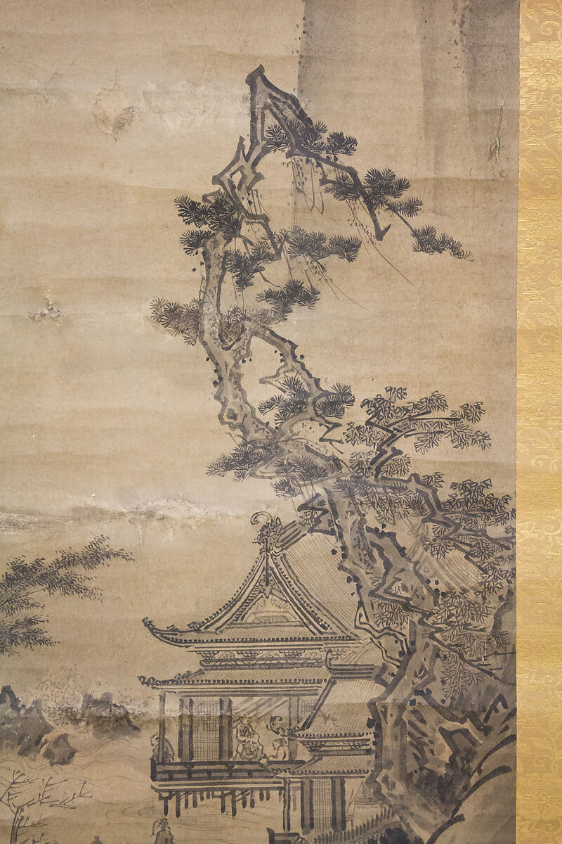 Pavilion on Mountain Stream, In the Style of Sesshū Tōyō 雪舟等楊 (Japanese, 1420–1506), Hanging scroll; ink on paper, Japan