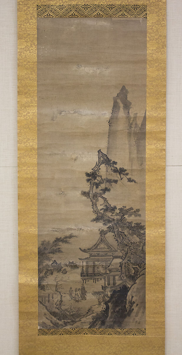 Pavilion on Mountain Stream, In the Style of Sesshū Tōyō 雪舟等楊 (Japanese, 1420–1506), Hanging scroll; ink on paper, Japan 
