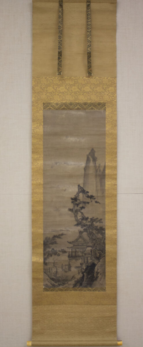 Pavilion on Mountain Stream, In the Style of Sesshū Tōyō 雪舟等楊 (Japanese, 1420–1506), Hanging scroll; ink on paper, Japan