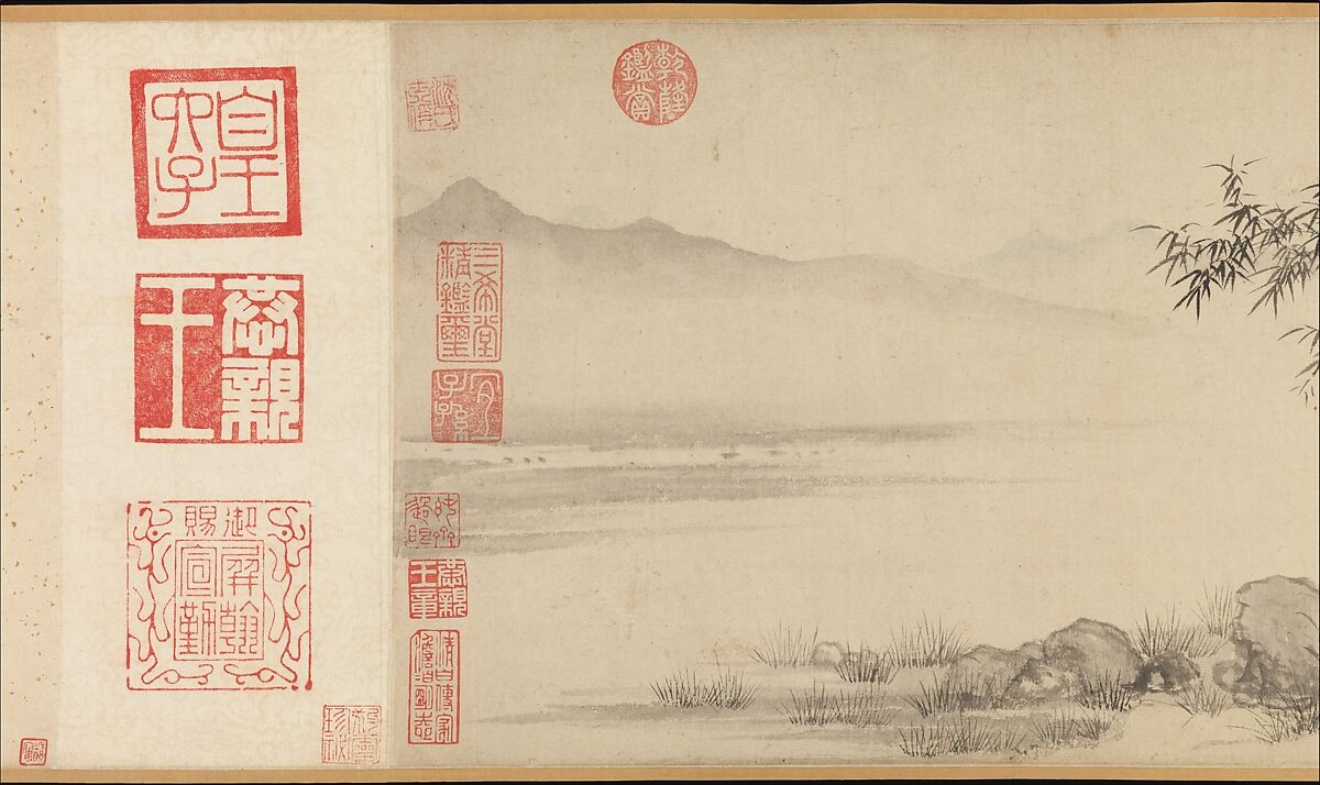 Bamboo grove, Shen Xun (active ca. 1370–1400), Handscroll; ink and color on paper, China