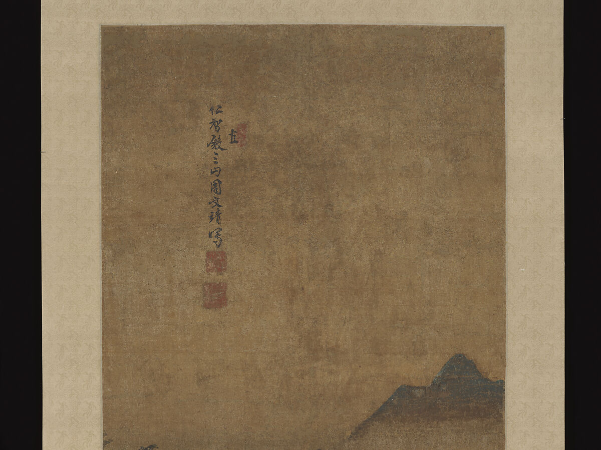 Rustic retreat among fishermen, Zhou Wenjing (Chinese, active ca. 1430–after 1463), Hanging scroll; ink and color on silk, China