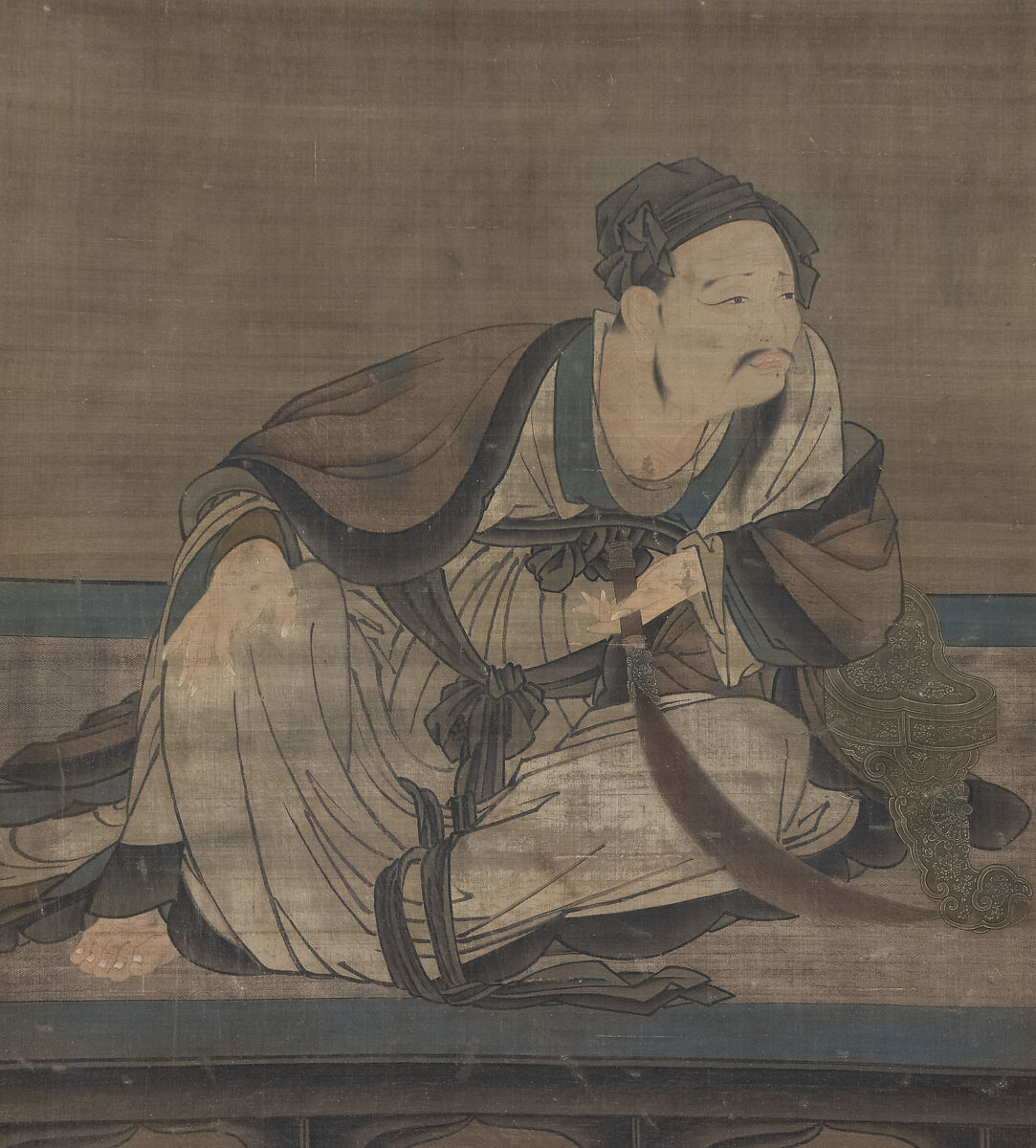 Portrait of Vimalakirti, Unidentified artist, Hanging scroll; ink and color on silk, China