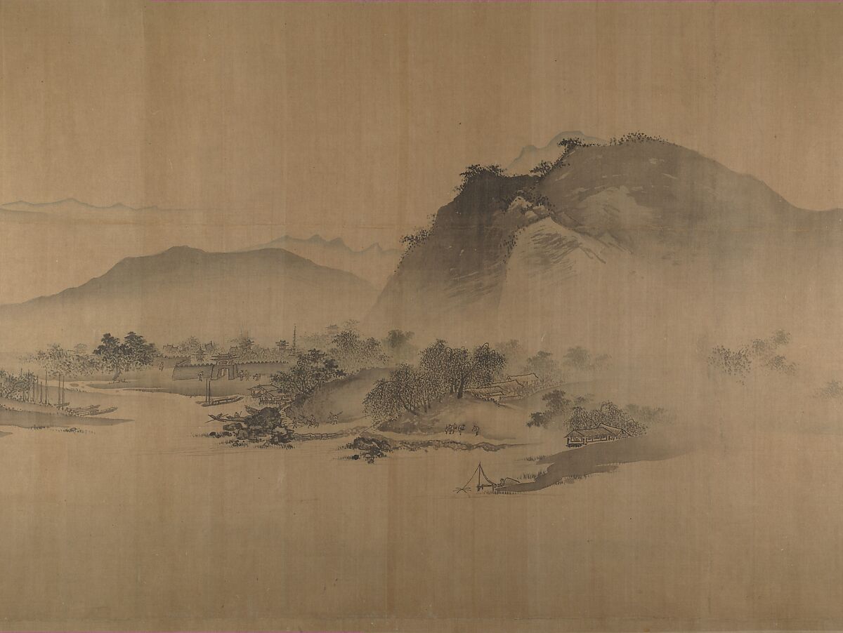 Second half of Ten Thousand Li of the Yangzi River, Unidentified artist  , fake signature of Xia Gui (active ca. 1195–1230), Handscroll; ink and color on silk, China