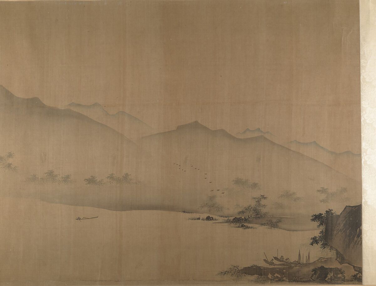 Second half of Ten Thousand Li of the Yangzi River, Unidentified artist  , fake signature of Xia Gui (active ca. 1195–1230), Handscroll; ink and color on silk, China