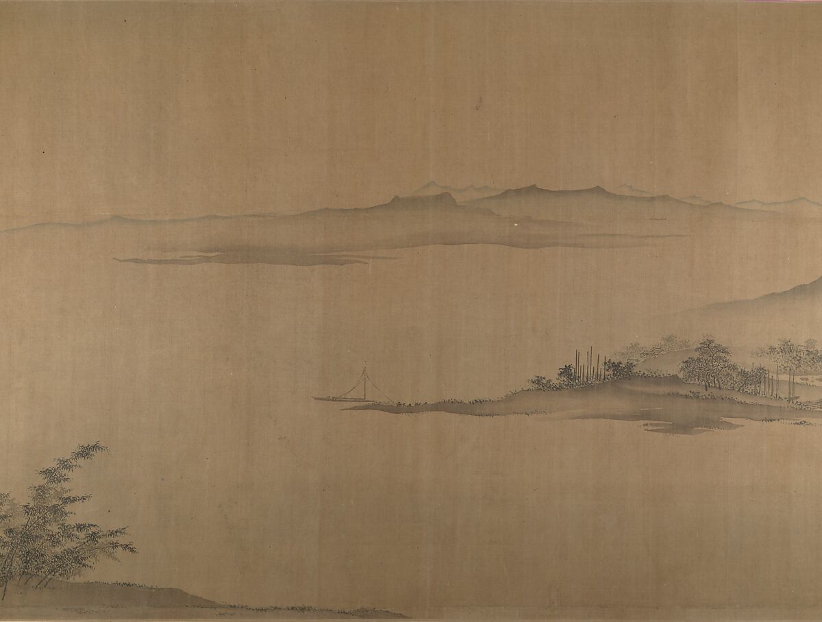 Second half of Ten Thousand Li of the Yangzi River, Unidentified artist  , fake signature of Xia Gui (active ca. 1195–1230), Handscroll; ink and color on silk, China