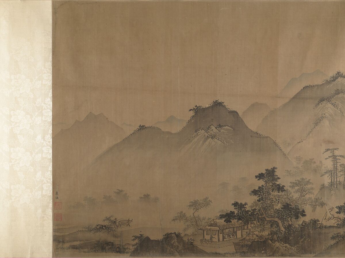 Second half of Ten Thousand Li of the Yangzi River, Unidentified artist  , fake signature of Xia Gui (active ca. 1195–1230), Handscroll; ink and color on silk, China