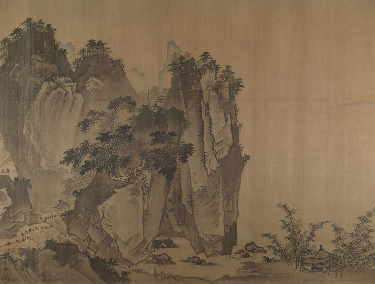 Second half of Ten Thousand Li of the Yangzi River, Unidentified artist  , fake signature of Xia Gui (active ca. 1195–1230), Handscroll; ink and color on silk, China 