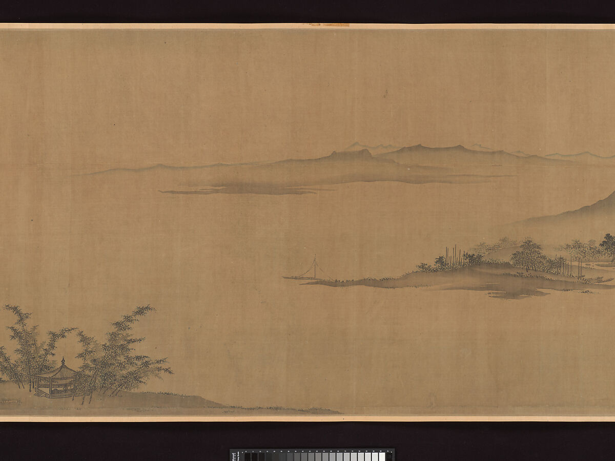 Second half of Ten Thousand Li of the Yangzi River, Unidentified artist  , fake signature of Xia Gui (active ca. 1195–1230), Handscroll; ink and color on silk, China