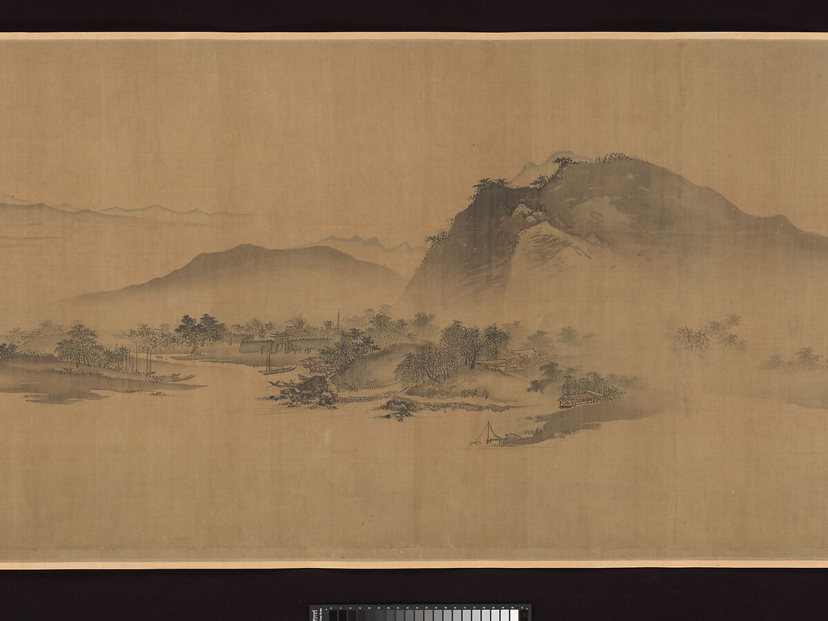 Second half of Ten Thousand Li of the Yangzi River, Unidentified artist  , fake signature of Xia Gui (active ca. 1195–1230), Handscroll; ink and color on silk, China