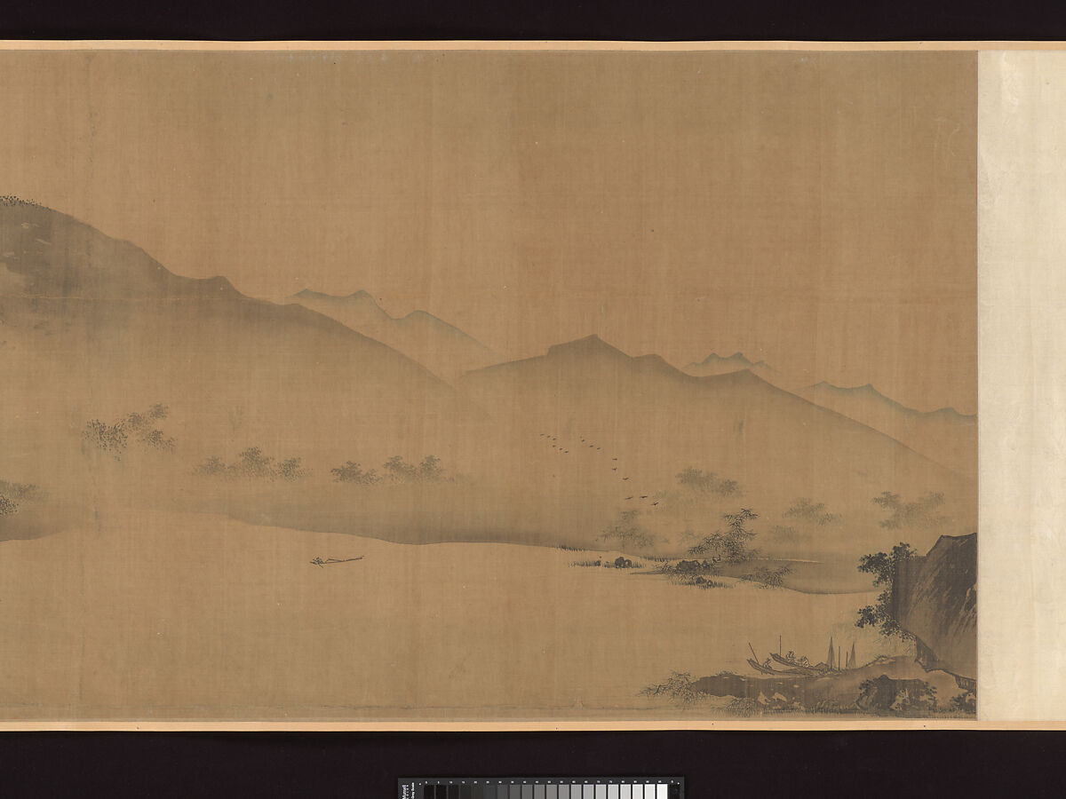 Second half of Ten Thousand Li of the Yangzi River, Unidentified artist  , fake signature of Xia Gui (active ca. 1195–1230), Handscroll; ink and color on silk, China