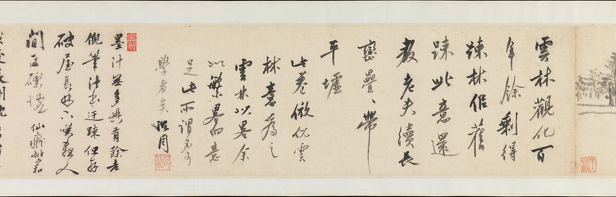 Autumn Colors among Streams and Mountains, Shen Zhou (Chinese, 1427–1509), Handscroll; ink on paper, China