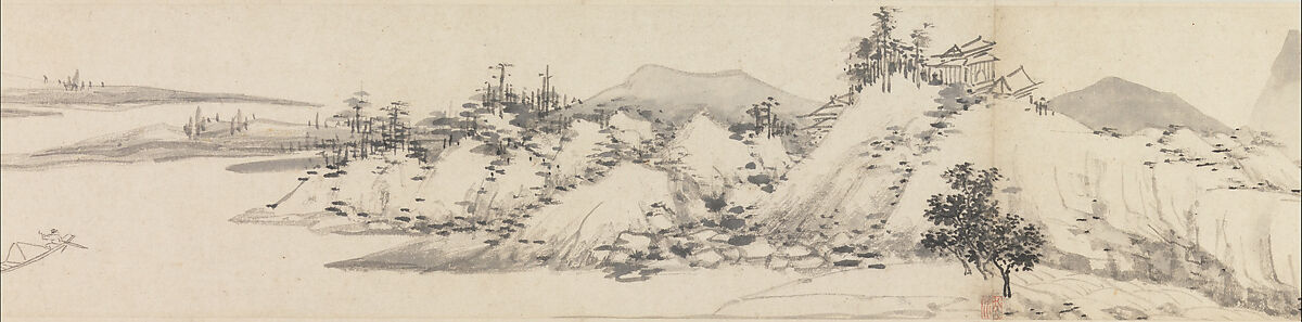 Autumn Colors among Streams and Mountains, Shen Zhou (Chinese, 1427–1509), Handscroll; ink on paper, China 
