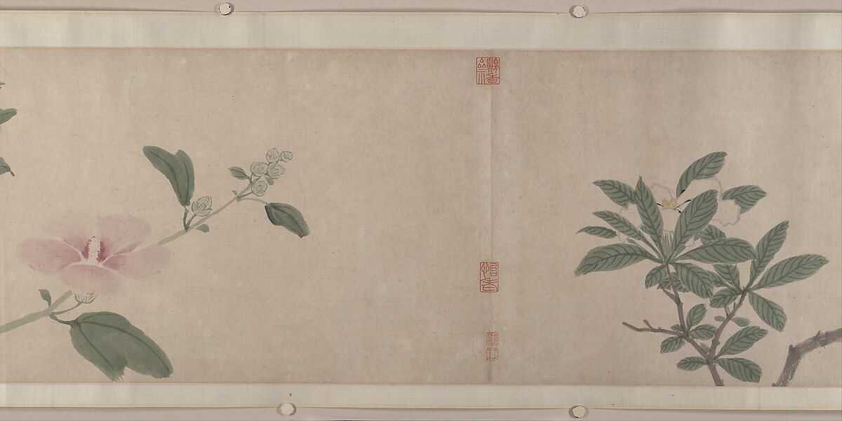 Flowers of the Four Seasons, Shen Zhou (Chinese, 1427–1509), Handscroll; ink and color on paper, China