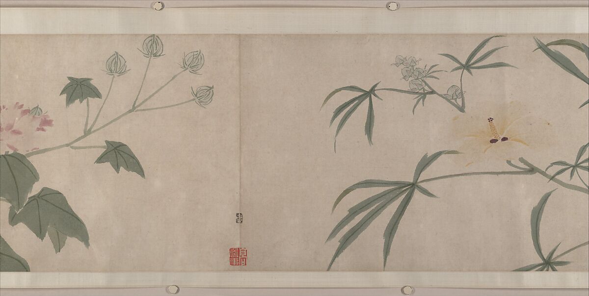 Flowers of the Four Seasons, Shen Zhou (Chinese, 1427–1509), Handscroll; ink and color on paper, China