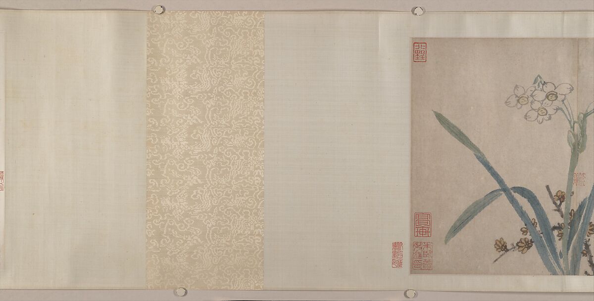 Flowers of the Four Seasons, Shen Zhou (Chinese, 1427–1509), Handscroll; ink and color on paper, China