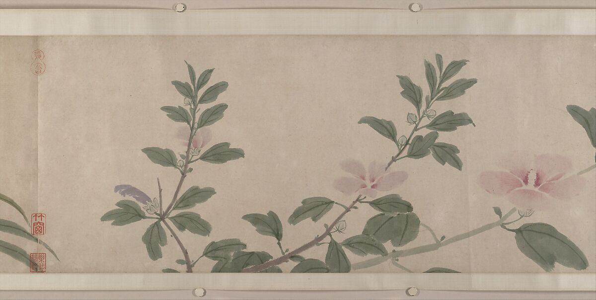 Flowers of the Four Seasons, Shen Zhou (Chinese, 1427–1509), Handscroll; ink and color on paper, China