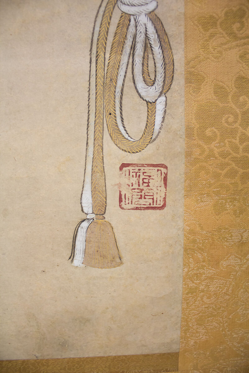 Hunting Hawk on Perch, Attributed to Soga Chokuan (Japanese, active ca. 1596–1615), Hanging scroll; ink and color on paper, Japan