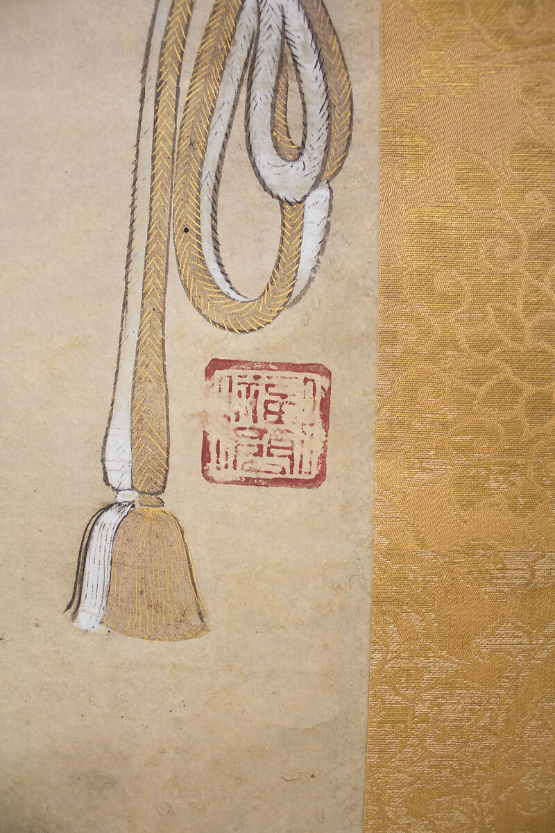 Hunting Hawk on Perch, Attributed to Soga Chokuan (Japanese, active ca. 1596–1615), Hanging scroll; ink and color on paper, Japan