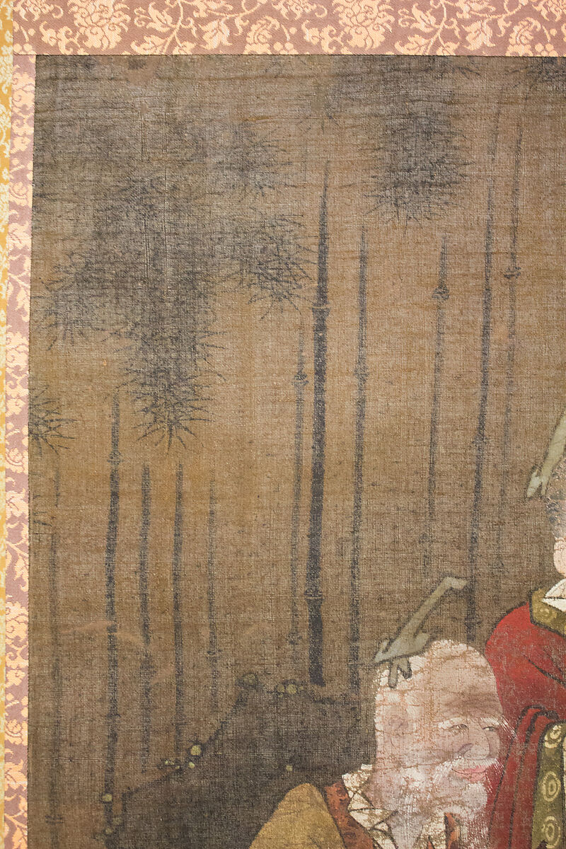 Seven Sages of the Bamboo Grove, Hanging scroll; ink and color on silk, Japan