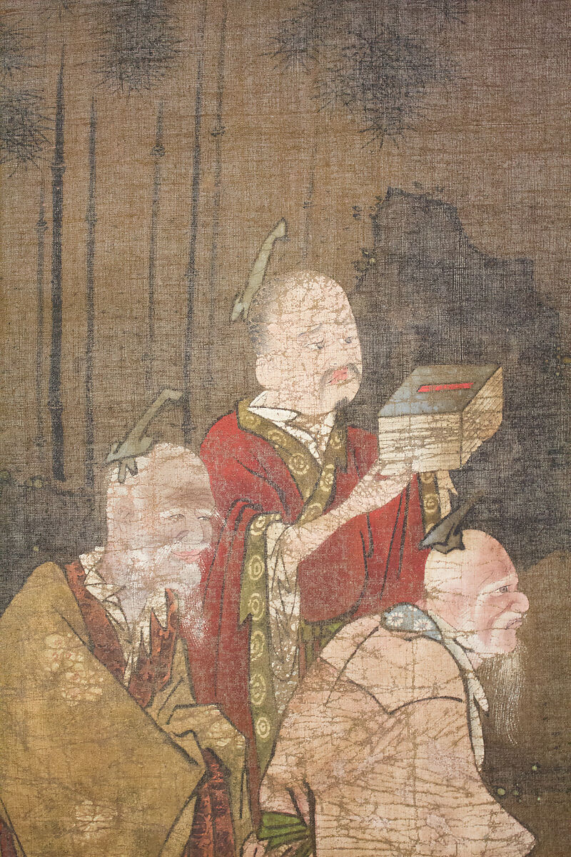 Seven Sages of the Bamboo Grove, Hanging scroll; ink and color on silk, Japan