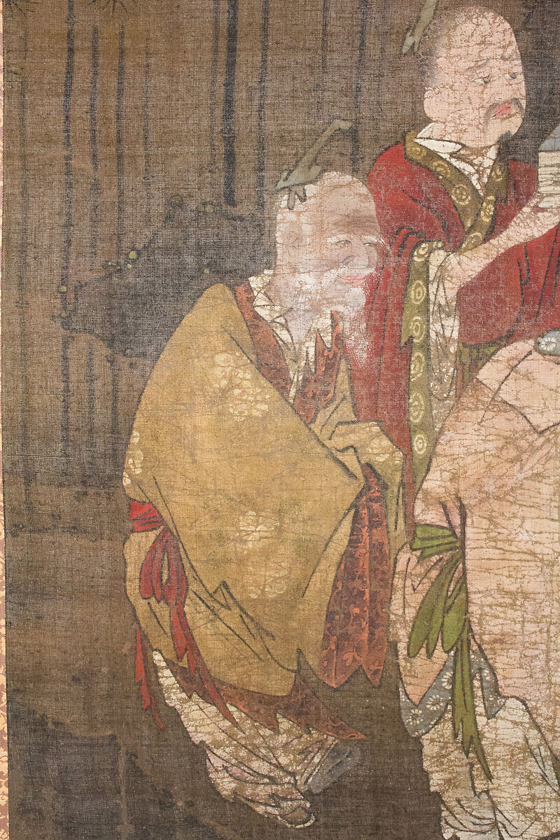 Seven Sages of the Bamboo Grove, Hanging scroll; ink and color on silk, Japan