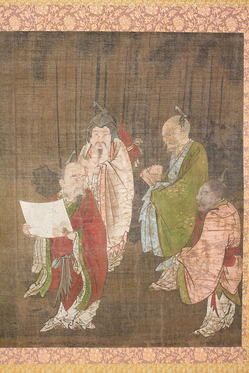 Seven Sages of the Bamboo Grove, Hanging scroll; ink and color on silk, Japan