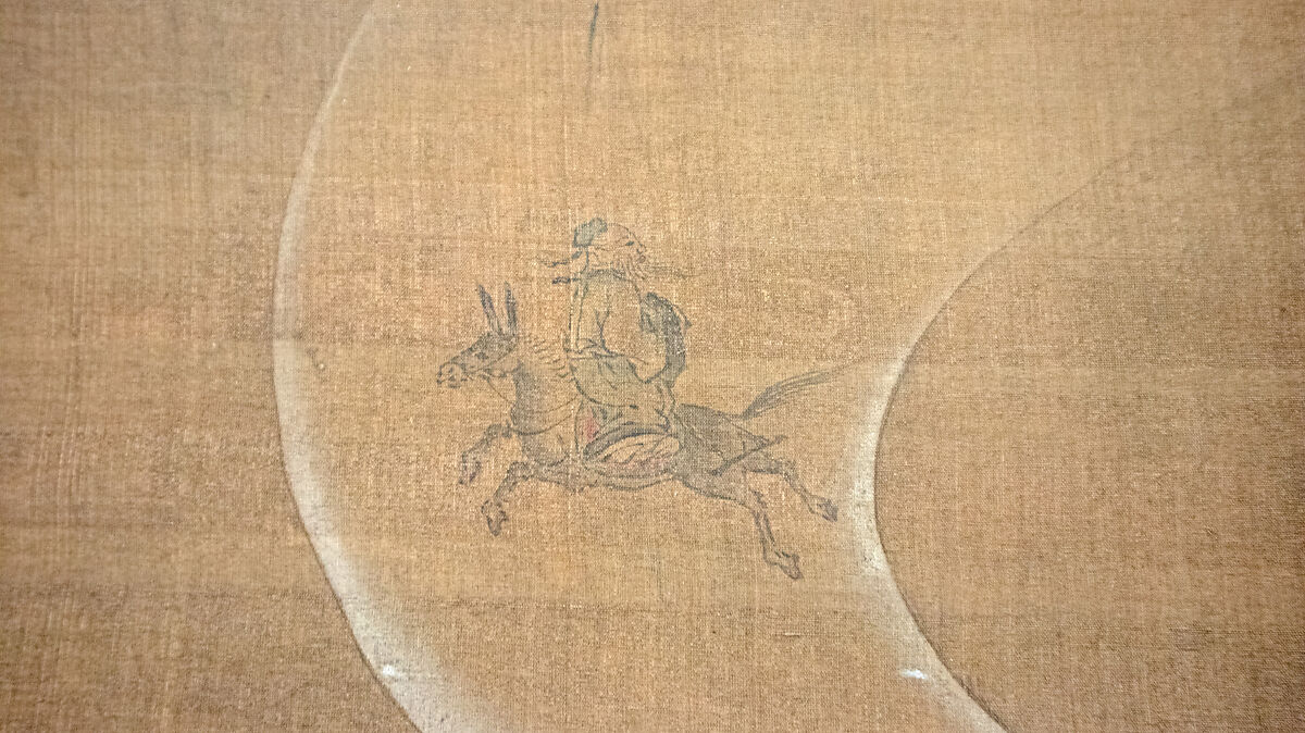 Eight Daoist Immortals Welcoming Jurōjin, Hanging scroll; ink and color on silk, Japan