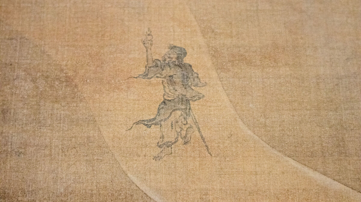 Eight Daoist Immortals Welcoming Jurōjin, Hanging scroll; ink and color on silk, Japan