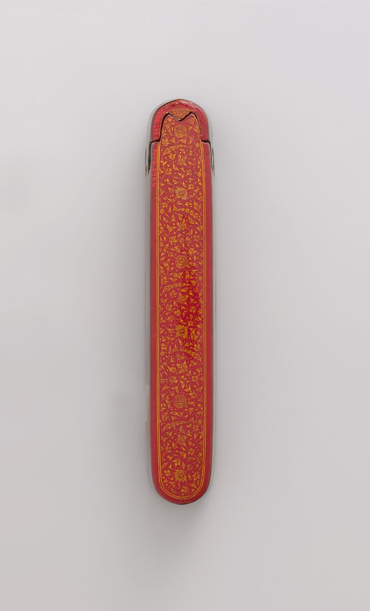 Pen Box with Architectural Cartouches, 'Ali Ashraf (Iranian), Papier-maché; painted, sprinkled with mica, and lacquered