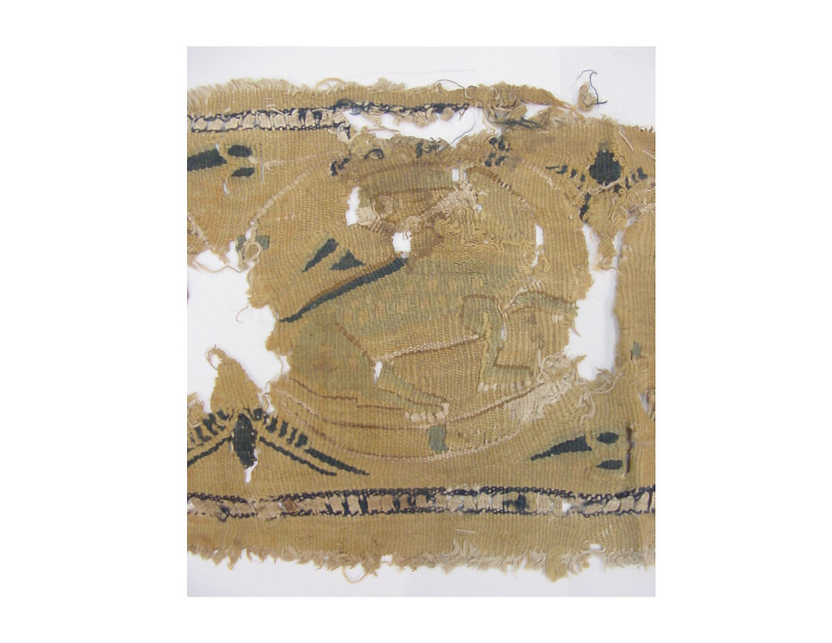 Textile Fragment, Linen, wool; plain weave, tapestry weave