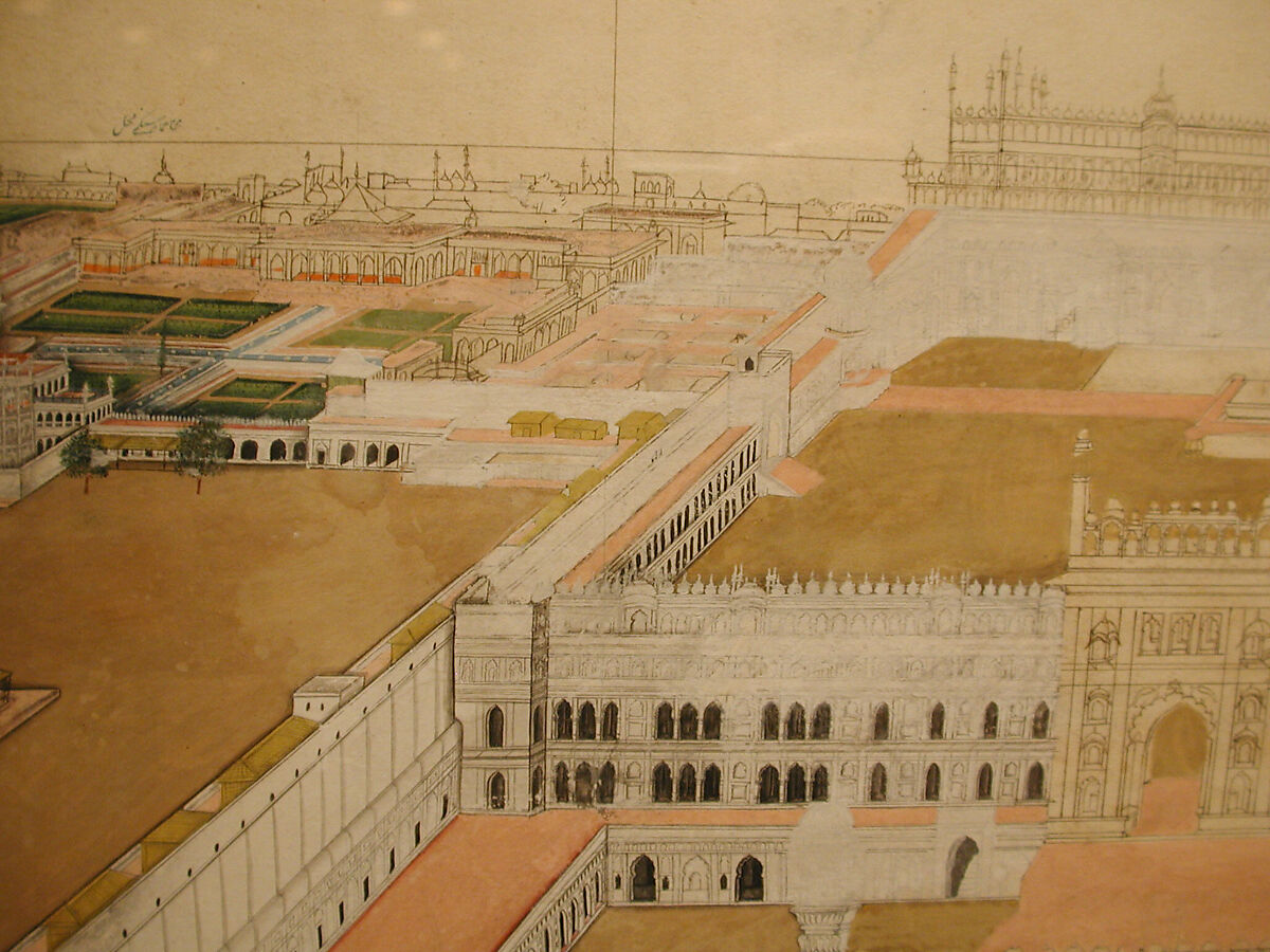 The Bara Imambara Complex at Lucknow, Ink and opaque watercolor on paper