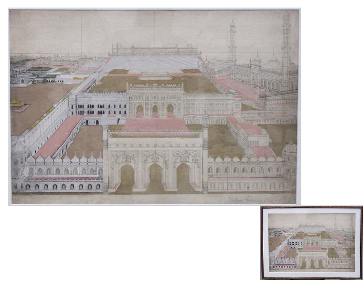 The Bara Imambara Complex at Lucknow, Ink and opaque watercolor on paper