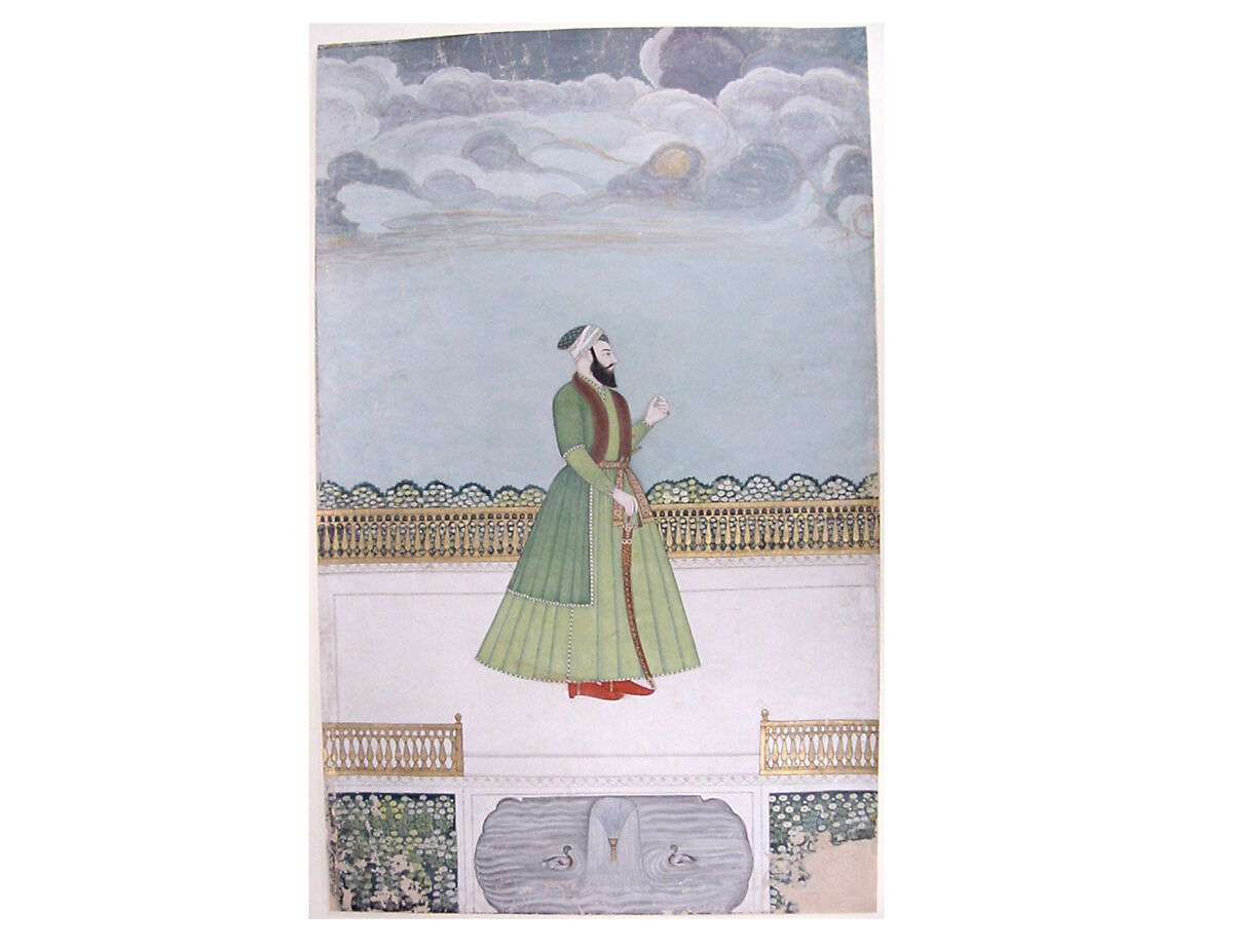 Nobleman on a Terrace, Ink, opaque watercolor, silver, and gold on paper