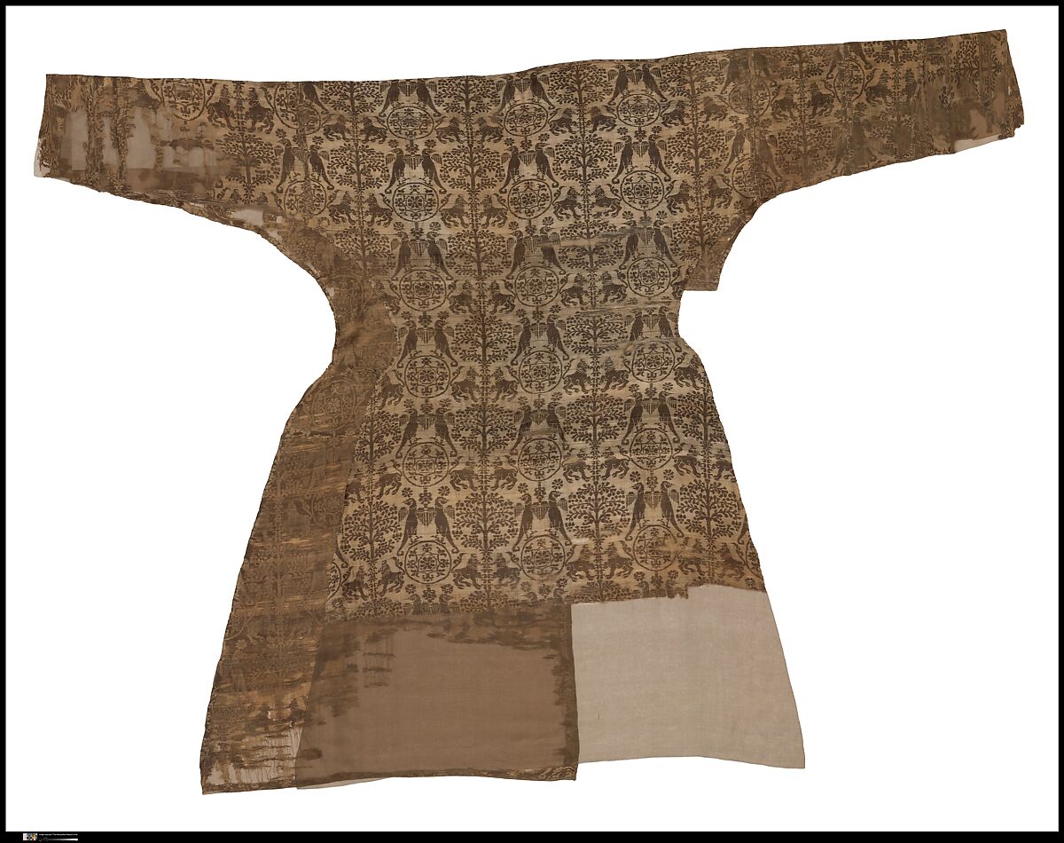 Riding Coat, Silk; weft-faced compound twill (samite)