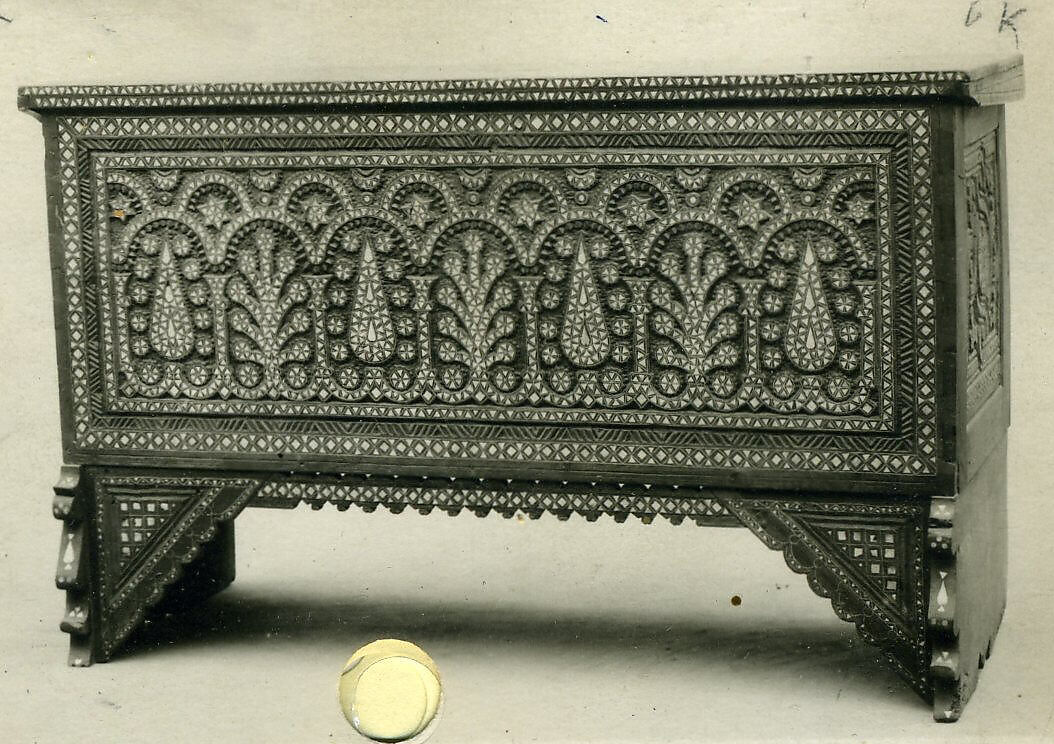 Chest, Wood, mother-of-pearl; carved, inlaid