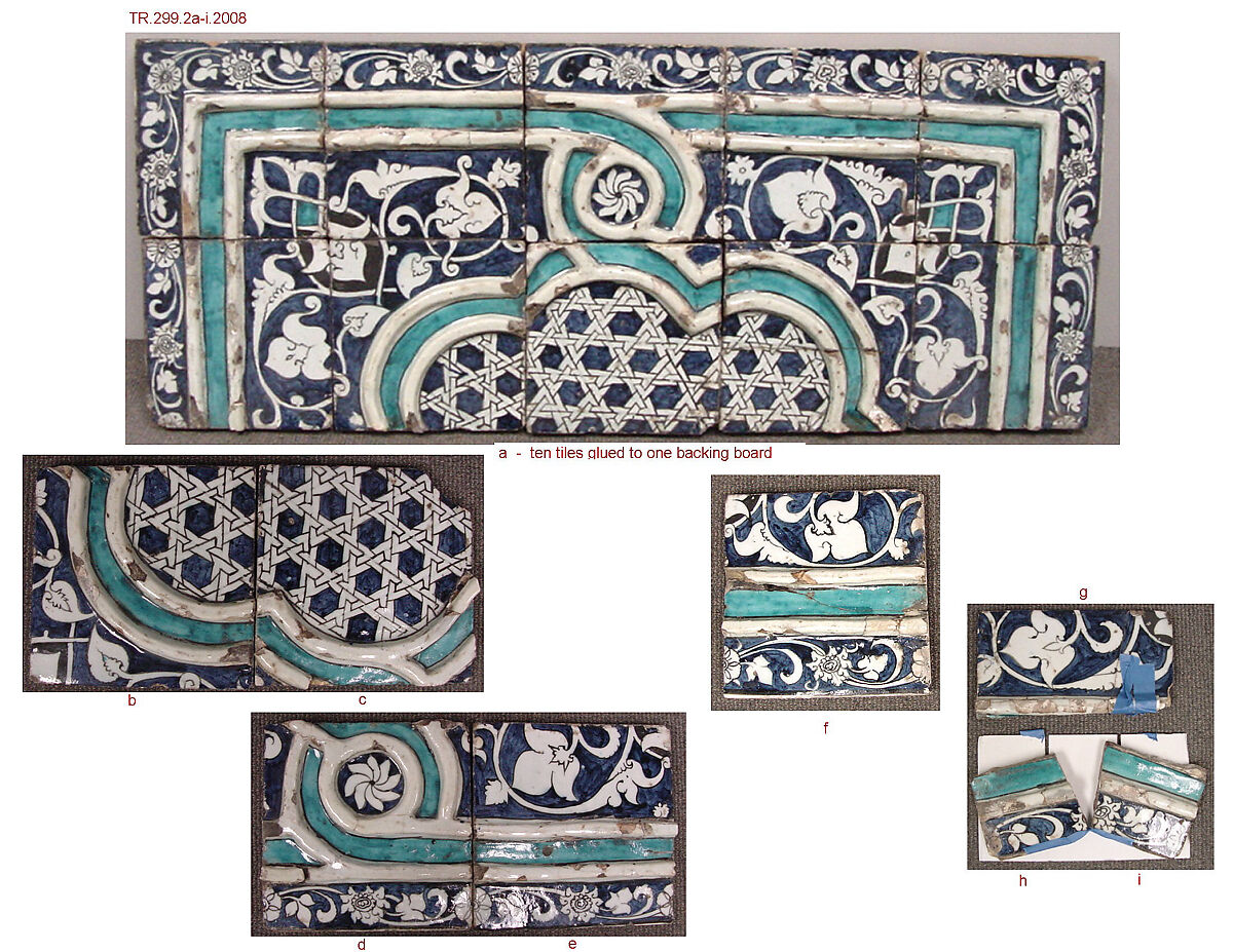 Tile Panel, Stonepaste; modeled, polychrome painted under transparent glaze