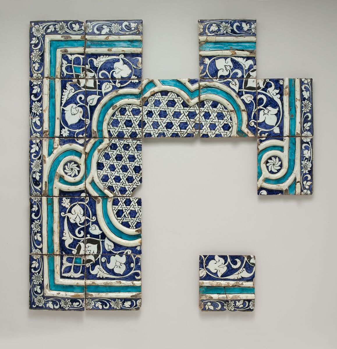 Tile Panel, Stonepaste; modeled, polychrome painted under transparent glaze 