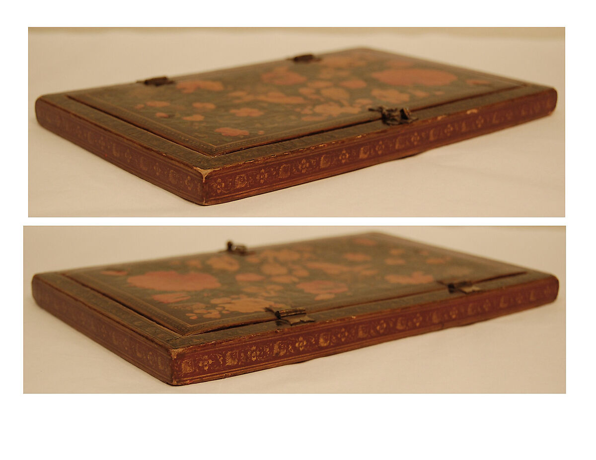 Mirror Case, Painting by Zain al-'Abidin (Iranian, active 1840–1875), Exterior: pasteboard, papier-maché; opaque watercolor, gilded and lacquered
Interior: mirror