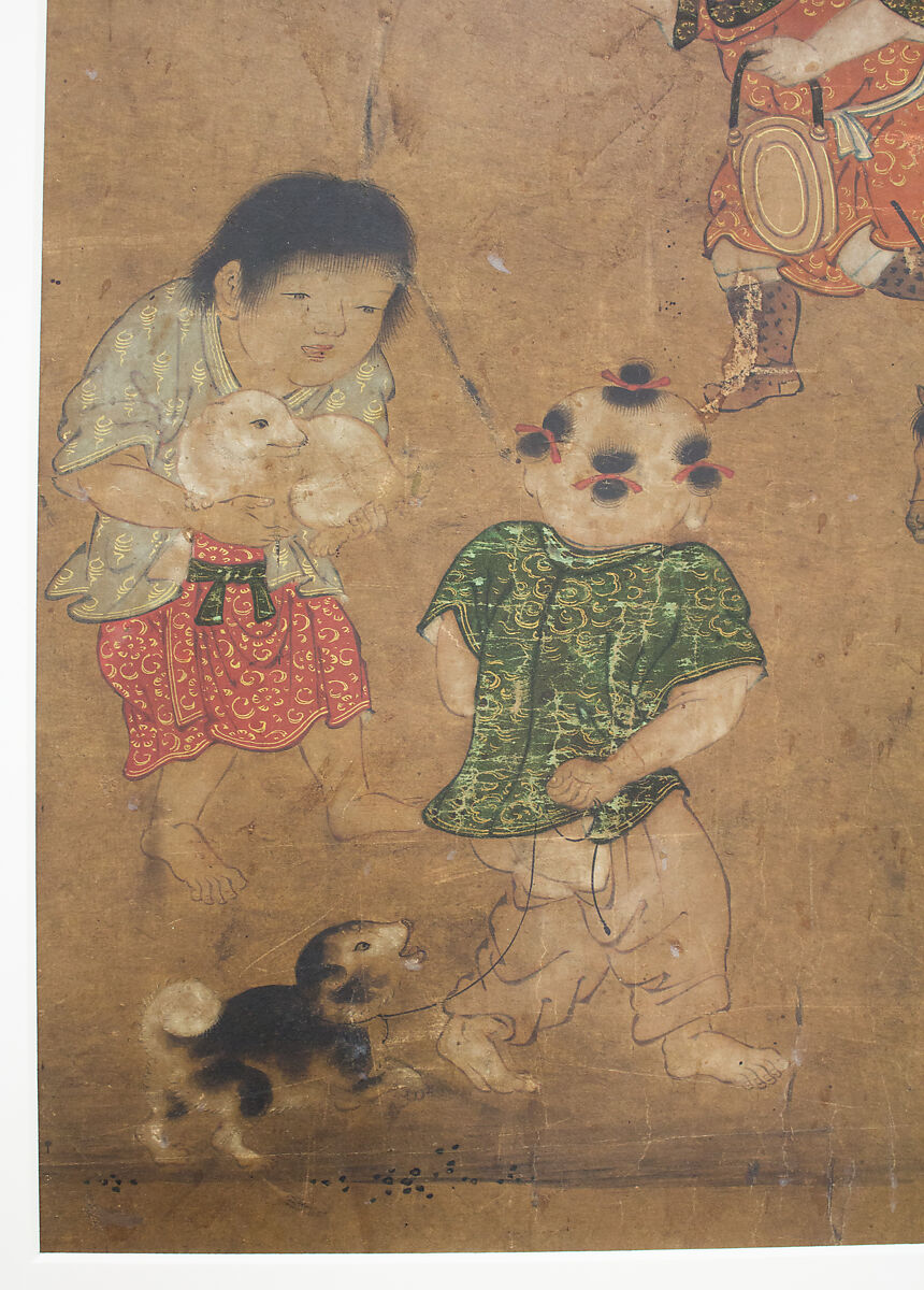 Chinese Children at Play, Isei (Japanese, mid-16th century), Framed painting; ink and color on paper, Japan